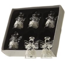 SET OF 6 GLASS ANGELS HANGING CHRISTMAS DECORATION